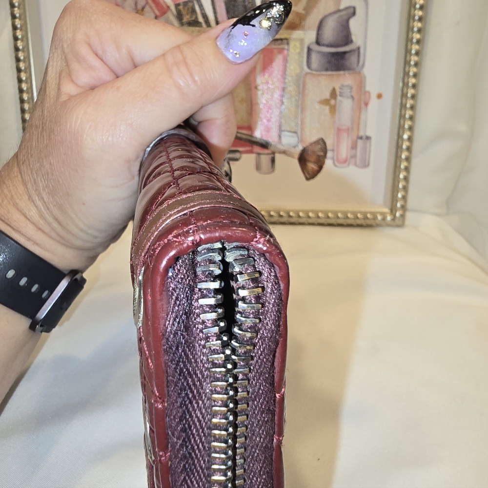 Dior Women's Burgundy Patent Leather Wallet Clutch - Picture 9 of 12